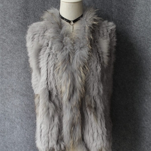 Unique Winter Elegant Faux Rabbit Fur Vest Fashion Women Waistcoat - Gray