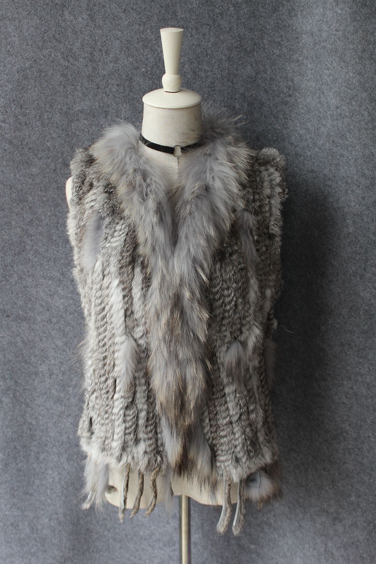 Unique Winter Elegant Faux Rabbit Fur Vest Fashion Women Waistcoat - Grey