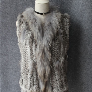 Unique Winter Elegant Faux Rabbit Fur Vest Fashion Women Waistcoat - Grey