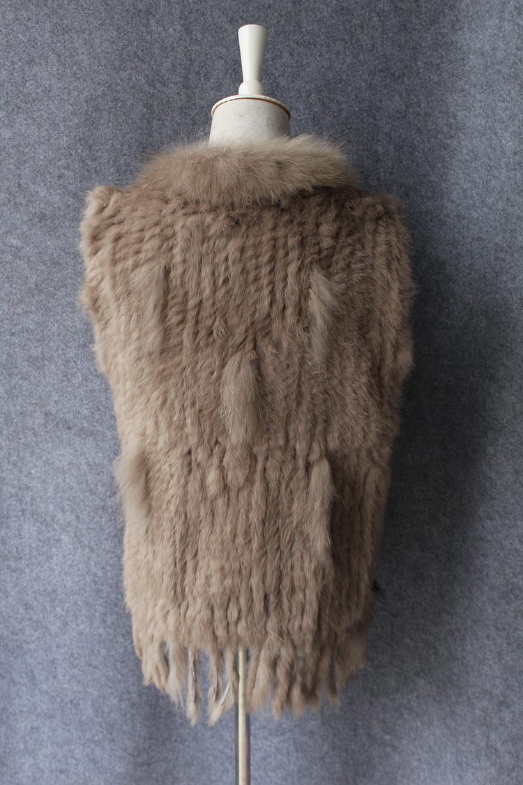 Unique Winter Elegant Faux Rabbit Fur Vest Fashion Women Waistcoat - Khaki