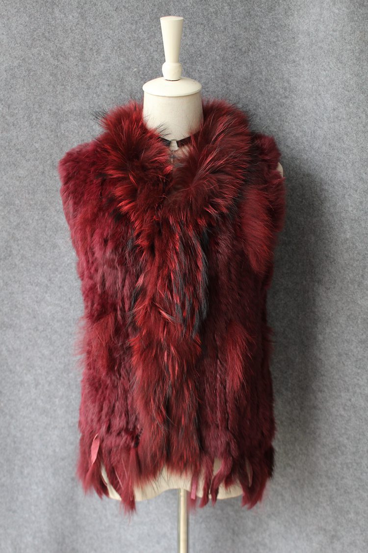 Unique Winter Elegant Faux Rabbit Fur Vest Fashion Women Waistcoat - Red 01