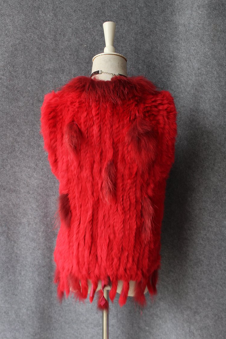 Unique Winter Elegant Faux Rabbit Fur Vest Fashion Women Waistcoat - Red