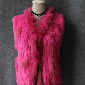 Unique Winter Elegant Faux Rabbit Fur Vest Fashion Women Waistcoat - Rose