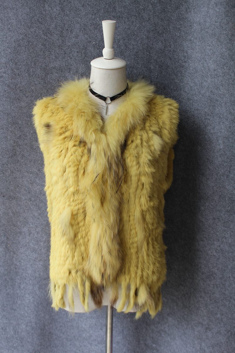 Unique Winter Elegant Faux Rabbit Fur Vest Fashion Women Waistcoat - Yellow