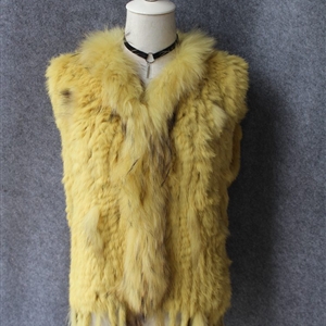 Unique Winter Elegant Faux Rabbit Fur Vest Fashion Women Waistcoat - Yellow