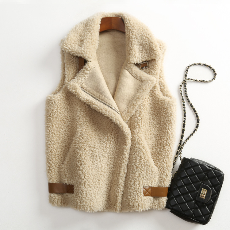 Unique Winter Elegant Faux Suede Fur Vest Fashion Women Waistcoat - Khaki