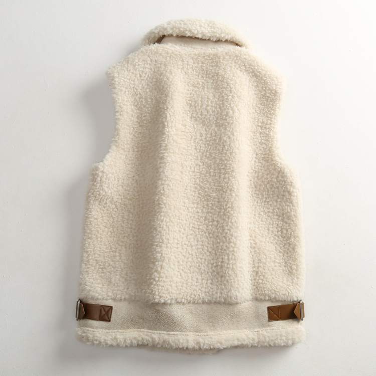 Unique Winter Elegant Faux Suede Fur Vest Fashion Women Waistcoat - White