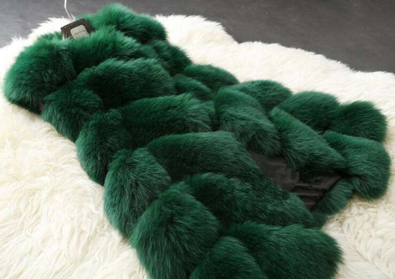 Warm Elegant Faux Fox Fur Vest Fashion Women Overcoat - Rose