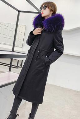 Warm Real Raccoon Fur Overcoat Fashion Women Coat - Purple 01