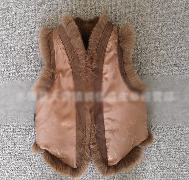 Wholesale Furry Real Fox Fur Vest Fashion Women Overcoat - Brown
