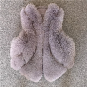 Wholesale Furry Real Fox Fur Vest Fashion Women Overcoat - Purple