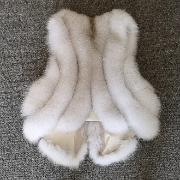 Wholesale Furry Real Fox Fur Vest Fashion Women Overcoat - White