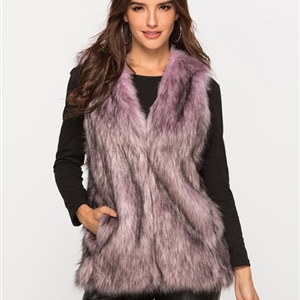Wholesale Winter Elegant Faux Fur Vest Fashion Women Waistcoat - Purple