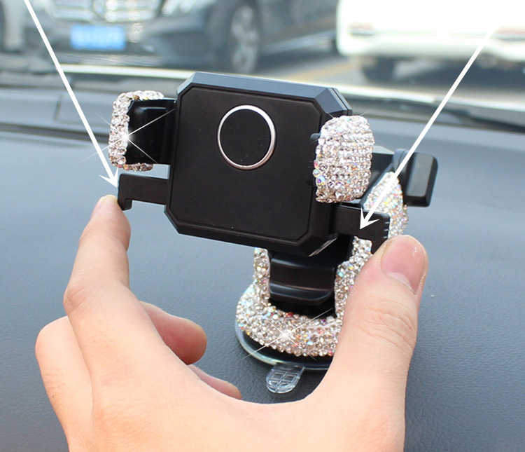 Luxury Bling Crystal Car Phone Holder Magnetic Suction Cup Mobile Stand Magnet Support Cell GPS - Pink