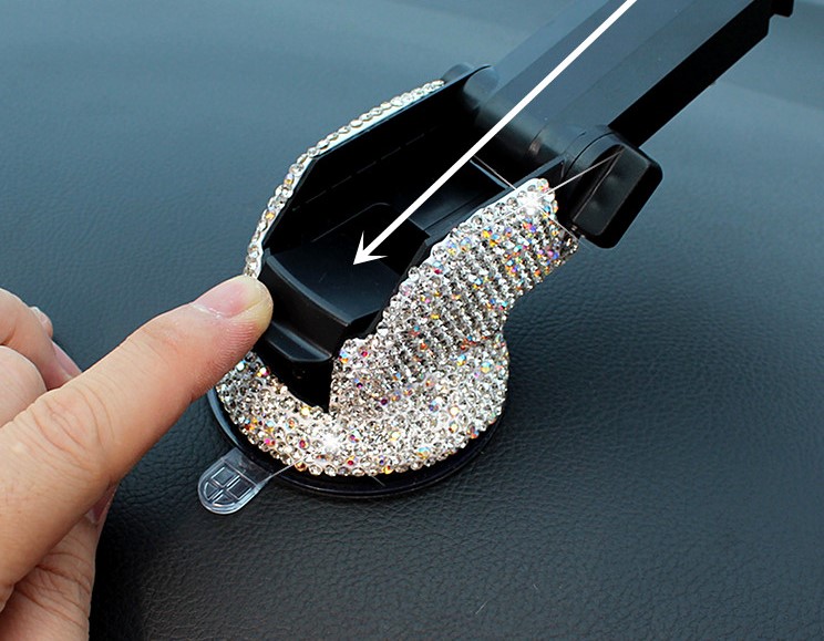 Luxury Bling Crystal Car Phone Holder Magnetic Suction Cup Mobile Stand Magnet Support Cell GPS - Pink