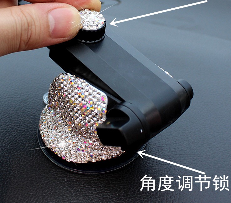 Luxury Bling Crystal Car Phone Holder Magnetic Suction Cup Mobile Stand Magnet Support Cell GPS - Pink