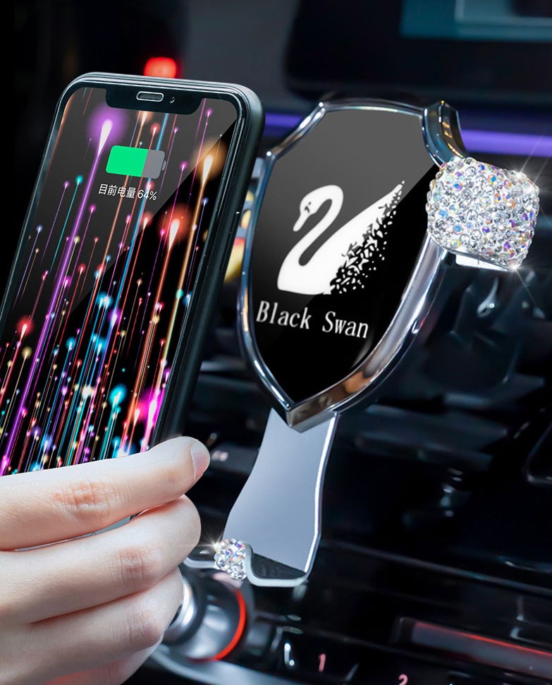 Luxury Gravity Universal Car Mobile Phone Holder Crystal Rhinestone Air Vent Mount Clip Stand GPS - Red
