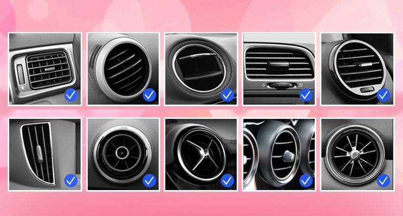 Luxury Gravity Universal Car Mobile Phone Holder Crystal Rhinestone Air Vent Mount Clip Stand GPS - Red