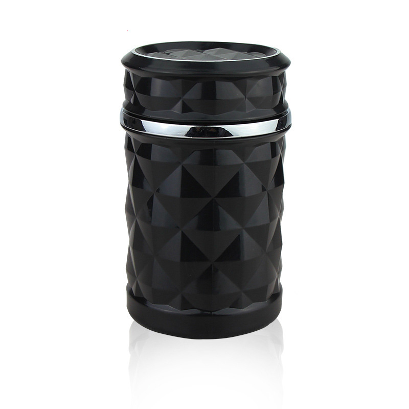 Portable Funky Car Ashtray with Led Light Crystal Bling Bling Car Ash Tray Storage Cup Holder for Girls Woman - Black