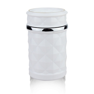 Portable Funky Car Ashtray with Led Light Crystal Bling Bling Car Ash Tray Storage Cup Holder for Girls Woman - White