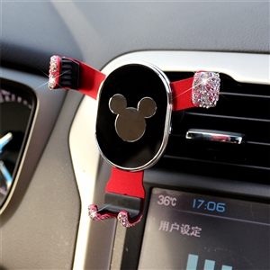 Rhinestone Universal Car Mobile Phone Holder Air Vent Mount Clip Stand GPS - Red