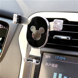 Rhinestone Universal Car Mobile Phone Holder Air Vent Mount Clip Stand GPS - White