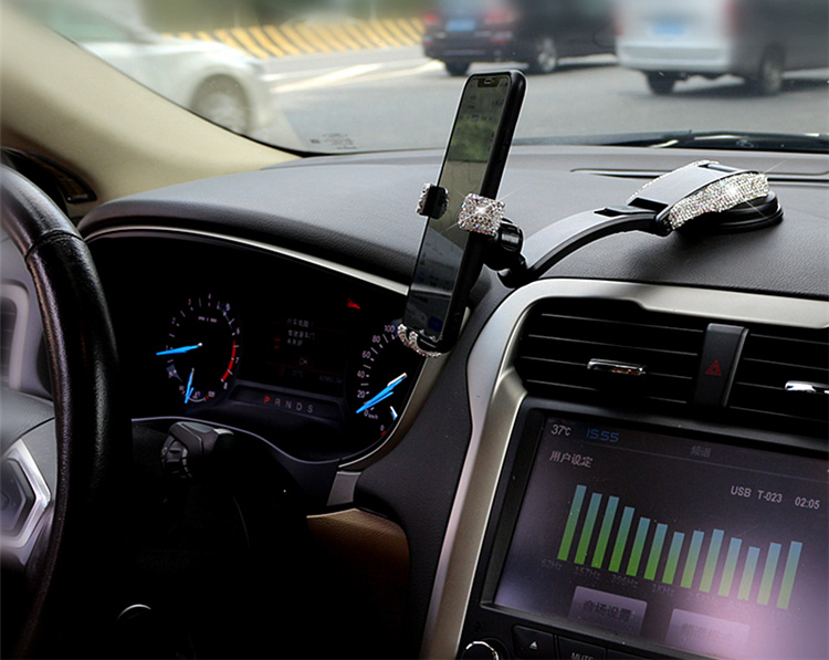 Rhinestone Universal Car Mobile Phone Holder Suction Cup Mount Clip Stand GPS - Red