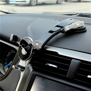 Rhinestone Universal Car Mobile Phone Holder Suction Cup Mount Clip Stand GPS - White