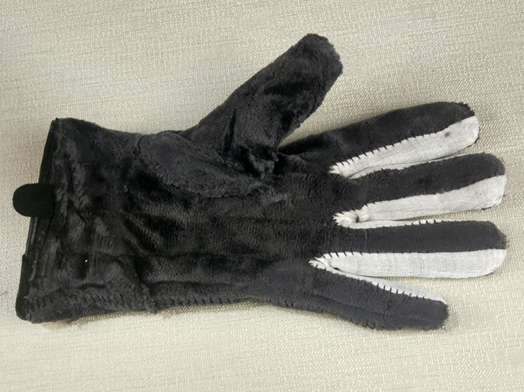 Touch Women Plaids Checks Genuine Leather Sheepskin Cycling Gloves Winter Cashmere - Black