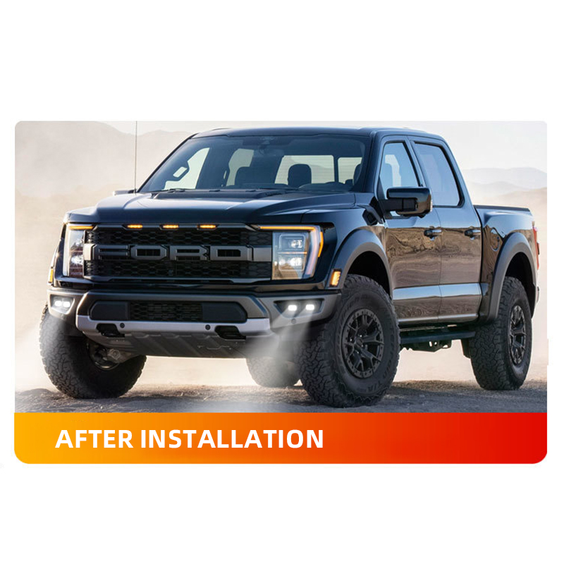 Auto Modification Led Lens Front Daytime Running Lights Retrofit Car Driving Lights Anti Fog Lighting For Ford F-150 - Yellow Light