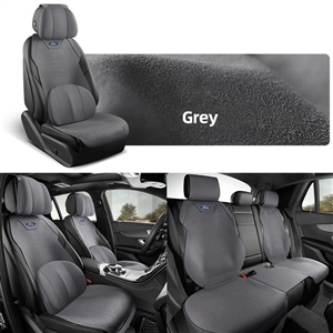 Automobile Half Surround Suede Real Leather Breathable Front & Rear Car Seat Cover Truck Seat Cushion 9pcs For Ford F-150 - Grey