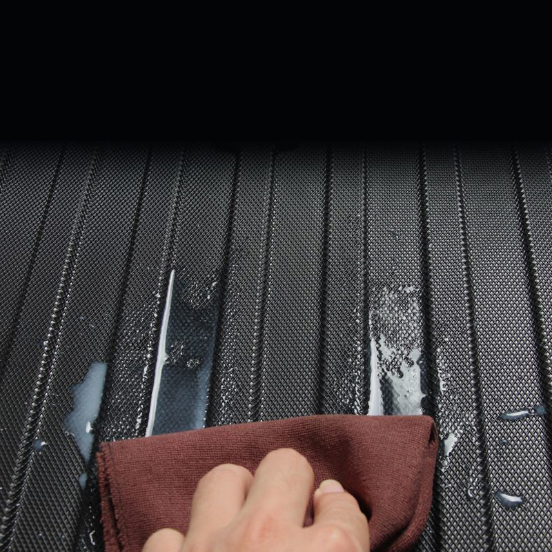 Automotive Floor Mats Interior TPE + Snow Silk Blanket Waterproof Car Carpet Truck Mats Modification 6pcs For Ford F-150 - Black