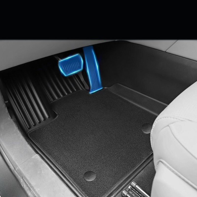 Automotive Floor Mats Interior TPE + Snow Silk Blanket Waterproof Car Carpet Truck Mats Modification 6pcs For Ford F-150 - Black