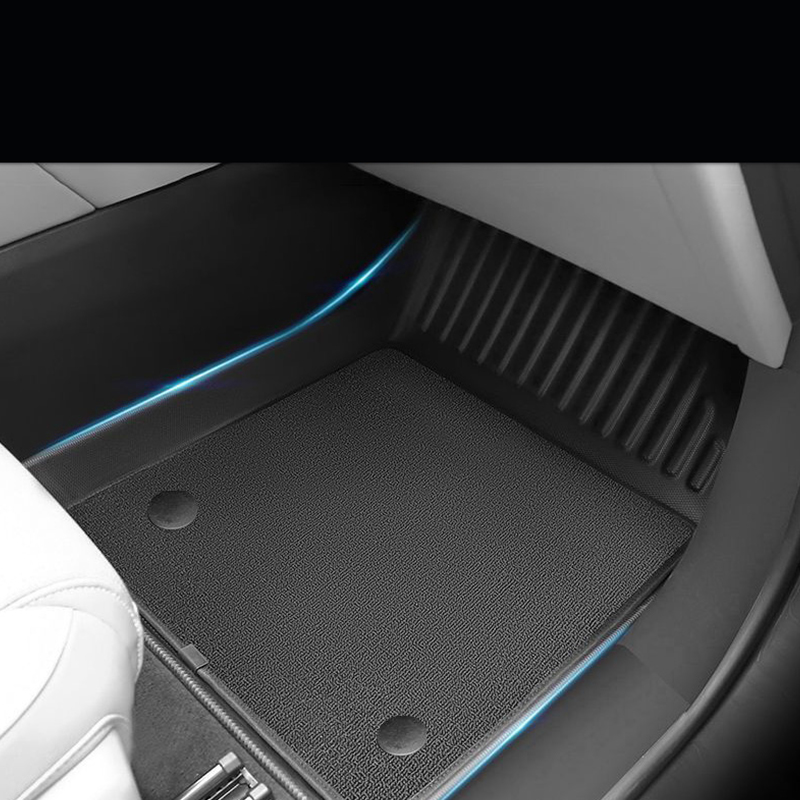 Automotive Floor Mats Interior TPE + Snow Silk Blanket Waterproof Car Carpet Truck Mats Modification 6pcs For Ford F-150 - Black