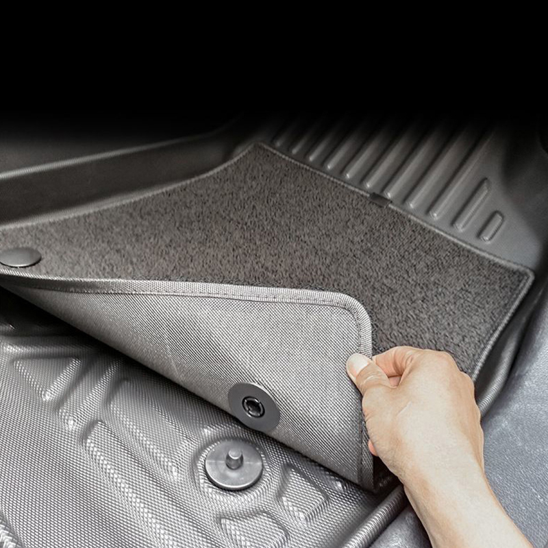 Automotive Floor Mats Interior TPE + Snow Silk Blanket Waterproof Car Carpet Truck Mats Modification 6pcs For Ford F-150 - Black