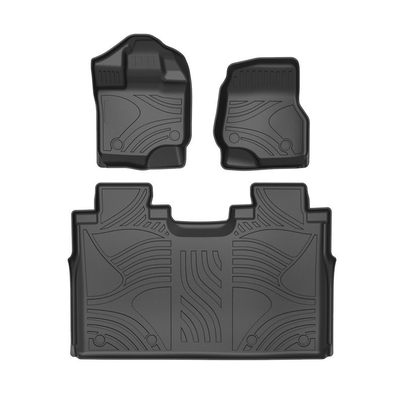 Automotive Floor Mats Interior TPE Waterproof Car Carpet Truck Mats Modification Accessories 3pcs For Ford F-150 - Black