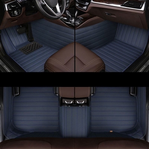 Automotive Floor Mats PU Leather Auto Interior Waterproof Car Carpet Truck Mats 3pcs For Ford F-150 - Blue