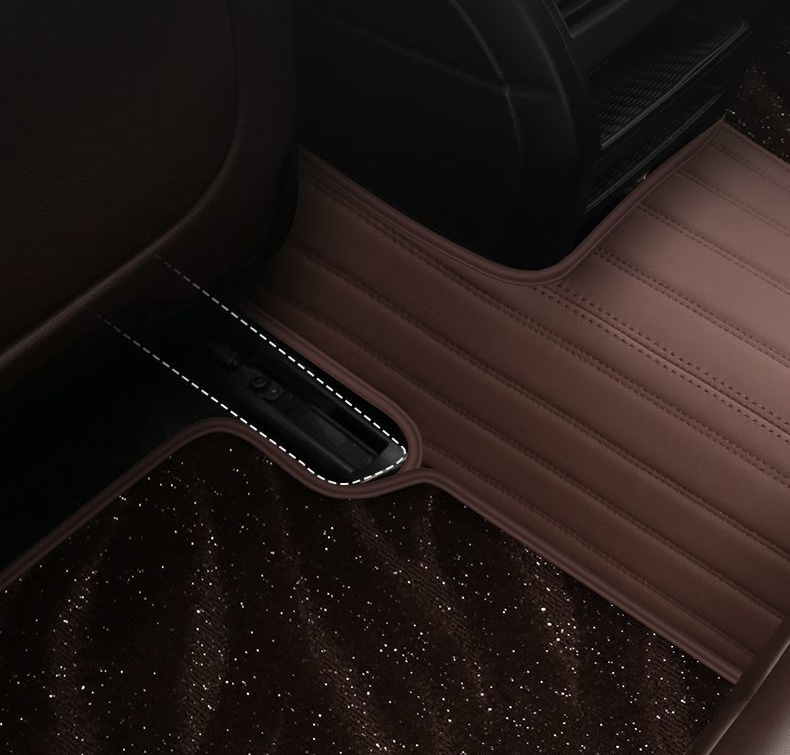 Automotive Floor Mats PU Leather Auto Interior Waterproof Car Carpet Truck Mats 3pcs For Ford F-150 - Blue