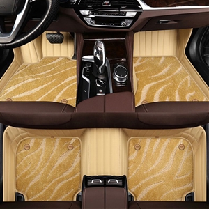 Automotive Floor Mats PU Leather + Starry Sky Blanket Waterproof Car Carpet Truck Mats 7pcs For Ford F-150 - Beige