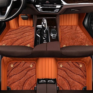 Automotive Floor Mats PU Leather + Starry Sky Blanket Waterproof Car Carpet Truck Mats 7pcs For Ford F-150 - Brown