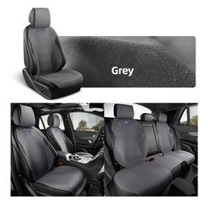Automotive Half Surround Suede Real Leather Breathable Front & Rear Car Seat Cover Truck Seat Cushion For Ford F-150 - Grey
