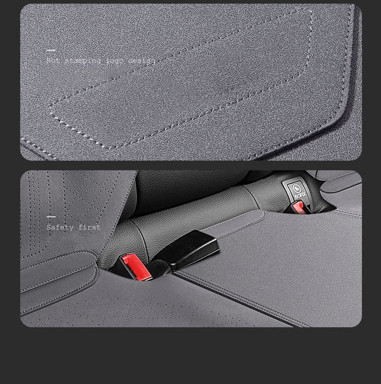 Automotive Half Surround Suede Real Leather Breathable Front & Rear Car Seat Cover Truck Seat Cushion For Ford F-150 - Black