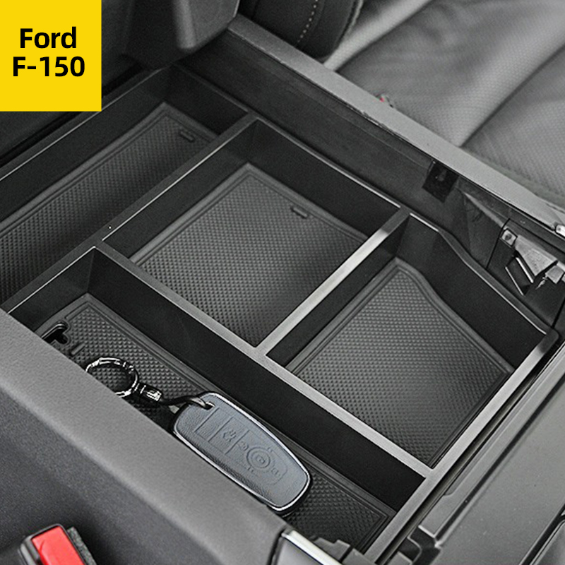 Car Interior Modification Central Armrest Storage Box Automotive Central Control Stowing Tidying For Ford F-150 - Black