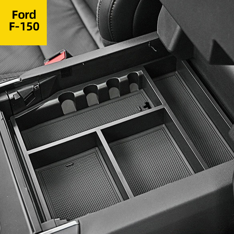 Car Interior Modification Central Armrest Storage Box Automotive Central Control Stowing Tidying For Ford F-150 - Black