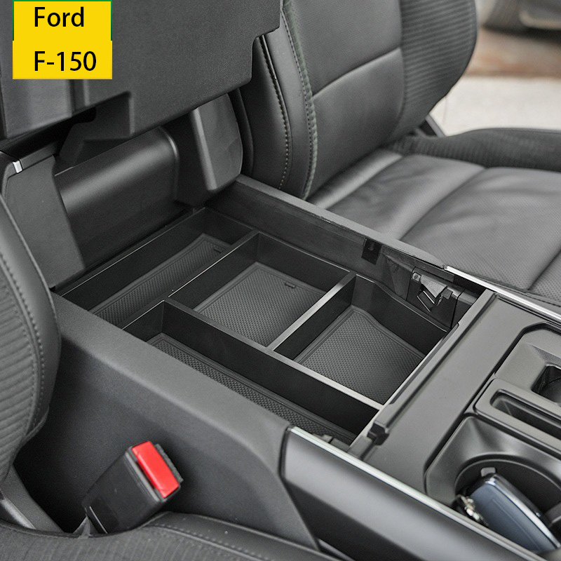Car Interior Modification Central Armrest Storage Box Automotive Central Control Stowing Tidying For Ford F-150 - Black