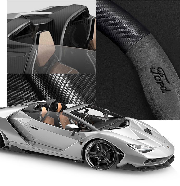 Car Steering Wheel Cover Automotive Interior 3D Embossing Of Suede + Carbon Fiber Leather For Ford F-150 - Red