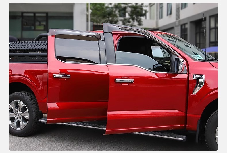 Car Sun And Rain Shelter Pickup Truck Window Rain Eyebrow Automotive Modification 4pcs For Ford F-150 - Translucent