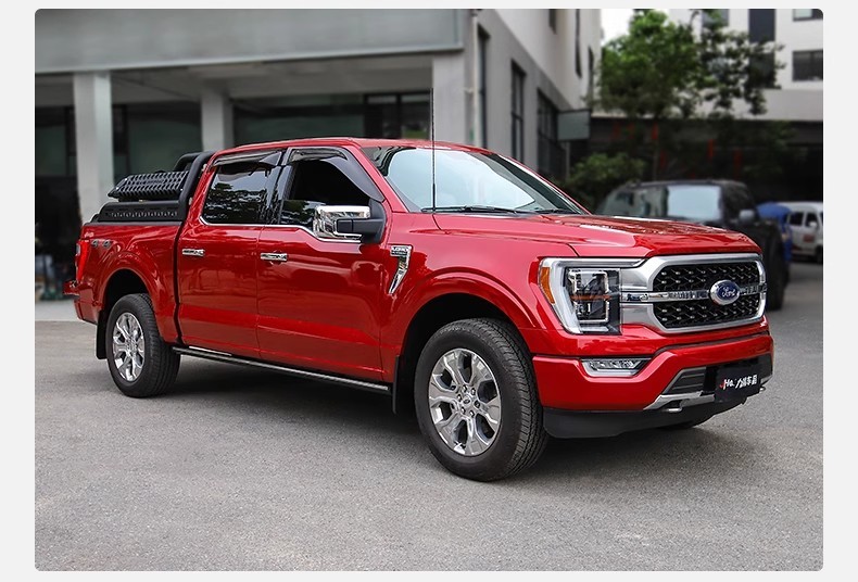 Car Sun And Rain Shelter Pickup Truck Window Rain Eyebrow Automotive Modification 4pcs For Ford F-150 - Translucent