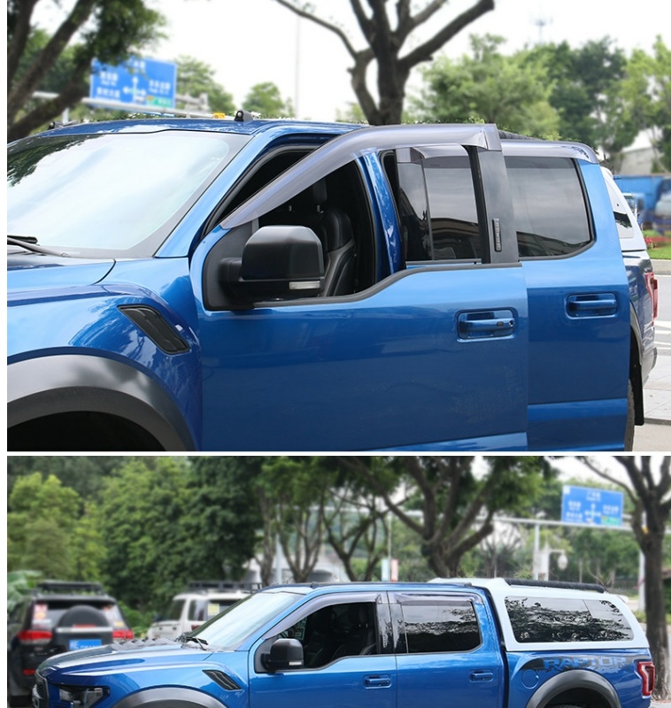 Car Sun And Rain Shelter Pickup Truck Window Rain Eyebrow Automotive Modification 4pcs For Ford F-150 - Translucent