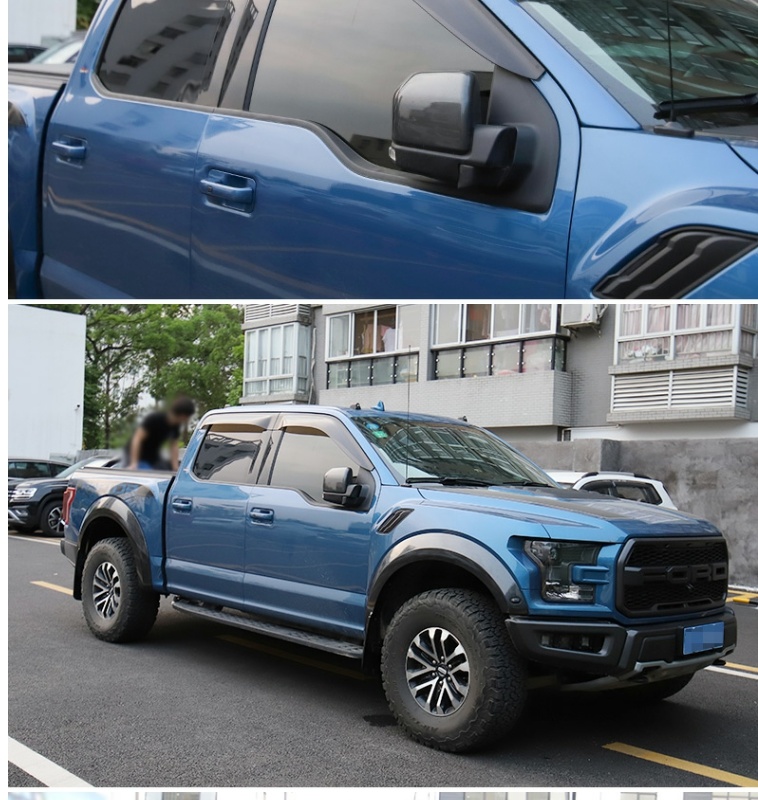 Car Sun And Rain Shelter Pickup Truck Window Rain Eyebrow Automotive Modification 4pcs For Ford F-150 - Translucent